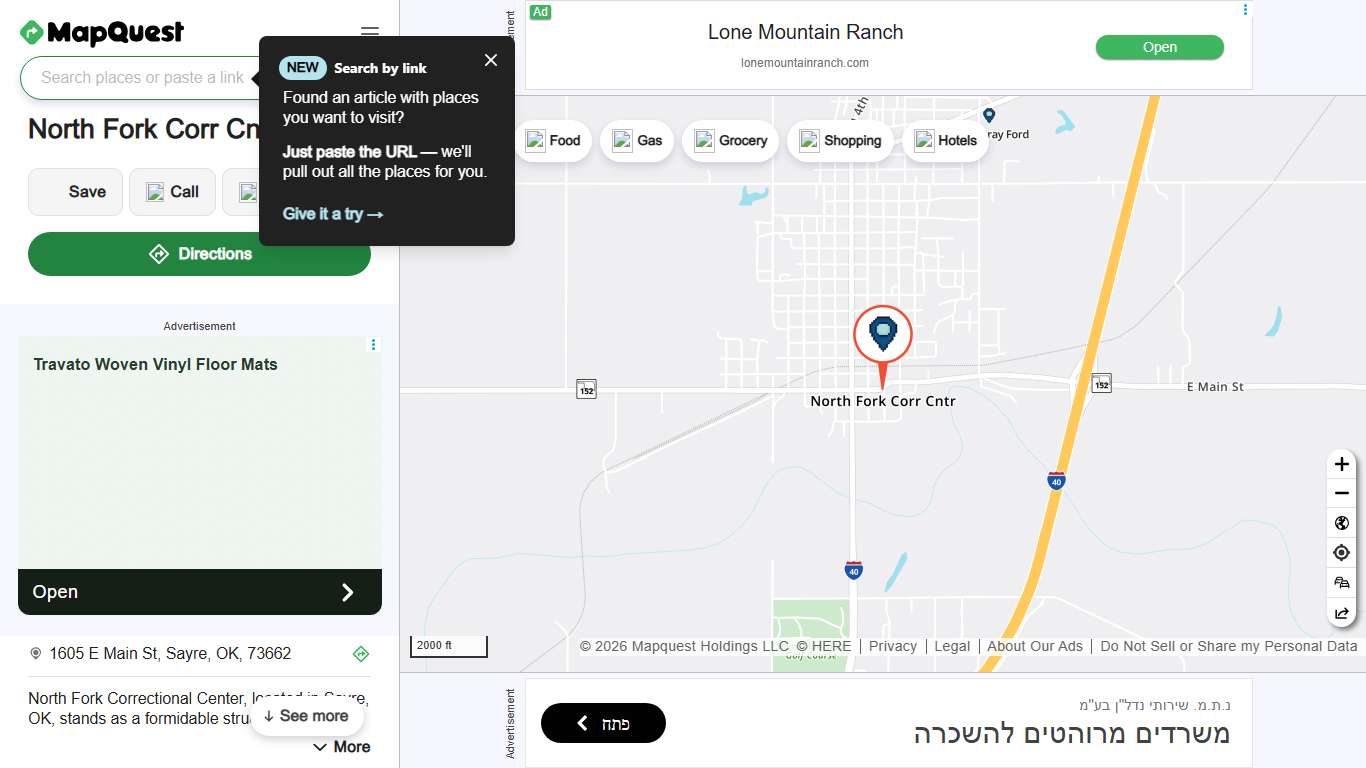 North Fork Corr Cntr, 1605 E Main St, Sayre, OK 73662, US - MapQuest